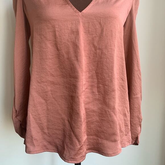 ⭐️ Express Ruffle Ruched Sleeve V Neck Top Blouse Long Sleeve SP Small Petite - Picture 4 of 11